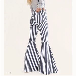 Just Float On Printed Flare Jeans Navy Hampton